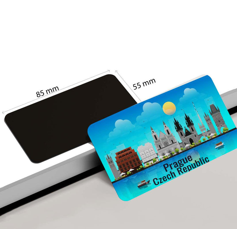 dhcrafts Rectangular Rubber Fridge Magnet / Magnetic Card Blue Czech Republic Prague Design Pack of 1 (8.6cm x 5.4cm)